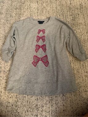 Little Marc Jacobs Grey sweatshirt dress with Pink Bow print size 3